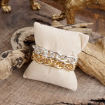 Bold Links – Chunky Chain Stretchy Bracelet - in Gold or Silver