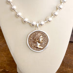 Coin Chunky Ball Chain Statement Necklace – Gold and Silver Tone