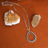 Western Teardrop Bubble Necklace – Worn Silver Tone