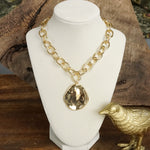 Chunky Chain & Hammered Disc Statement Necklace – Gold or Silver Tone