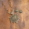 Equestrian Western Horse Coin Statement Necklace Set – Worn Gold Tone
