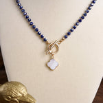Moonlit Clover – Beaded Necklace with Mother of Pearl Pendant