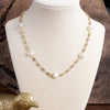 Classic Bar Chain & Organic Pearls Necklace – Gold Tone