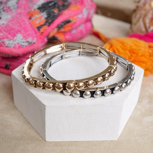 Western Bubble Bangle Bracelets – Worn Gold or Silver Tone