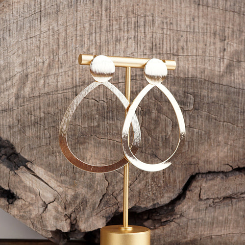 Teardrop Shape Statement Earrings – Gold Tone