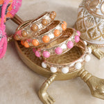 Eternity Statement Bangle Gold Tone Cream Orange Brown Pink Black Turquoise Pearl