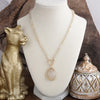 Short Beaded Necklace with Semi-Precious Teardrop Stone Pendant