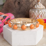 Eternity Statement Bangle Gold Tone Cream Orange Brown Pink Black Turquoise Pearl