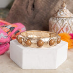 Eternity Statement Bangle Gold Tone Cream Orange Brown Pink Black Turquoise Pearl
