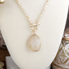 Short Beaded Necklace with Semi-Precious Teardrop Stone Pendant