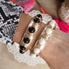 Eternity Statement Bangle Gold Tone Cream Orange Brown Pink Black Turquoise Pearl
