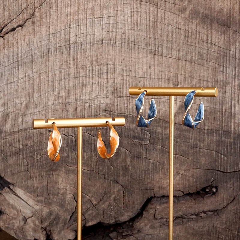 Whirl & Glow – Twisted Ribbon Enamel Hoops