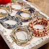Layered Fall Glass and Gold Beaded Bracelets Sets