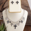 Sacred Rhythm – Cross Charm Necklace Set in Worn Silver