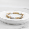Heishi Disc Boho beaded stretchy bracelet Silver Gold Shell