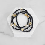 Mini Sideways Cross Bracelet stack Glass and gold metal beads