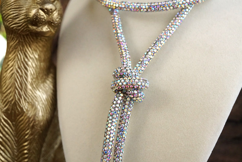 Moonlight Knot – Rhinestone Knotted Rope Tassel Necklace