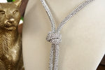 Moonlight Knot – Rhinestone Knotted Rope Tassel Necklace