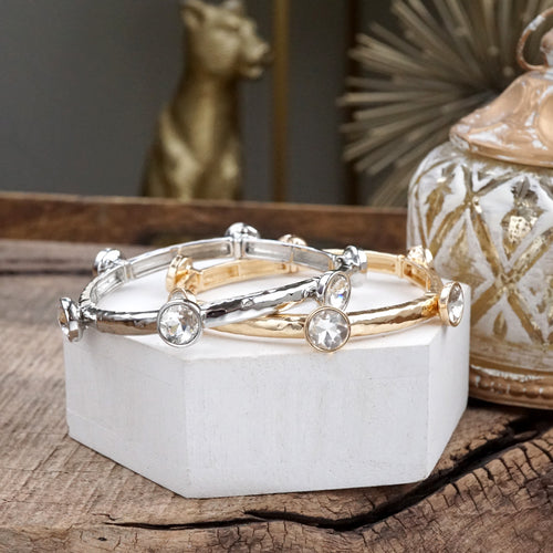 Sparkly clear crystals bangle in Gold Or Silver Tone