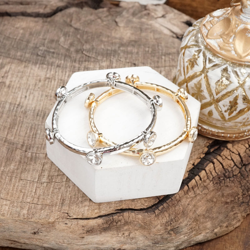 Sparkly clear crystals bangle in Gold Or Silver Tone