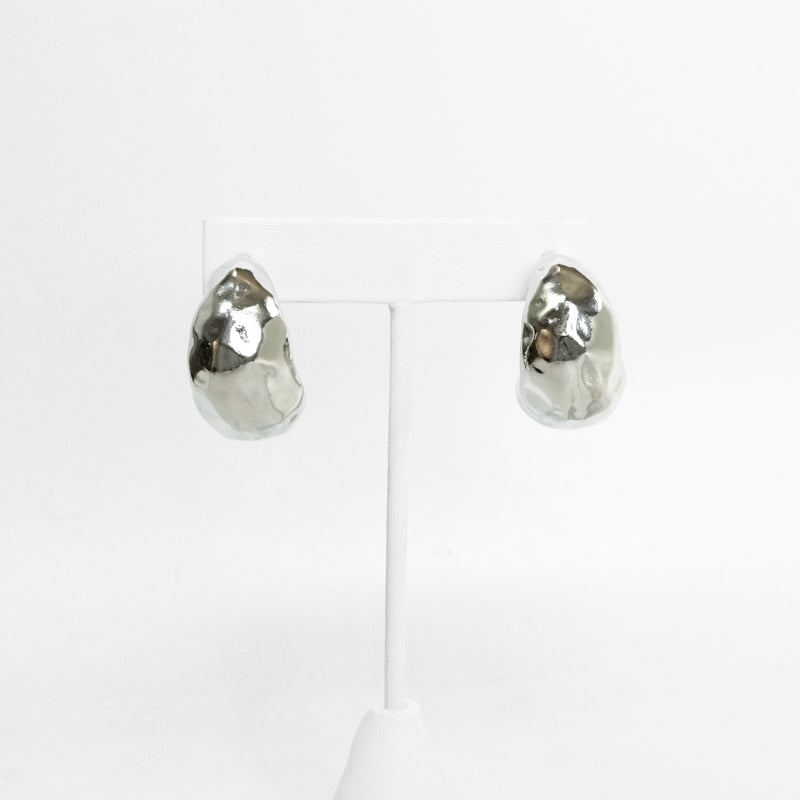 Hammered Teardrop Huggie Earrings - Gold & Silver Tone
