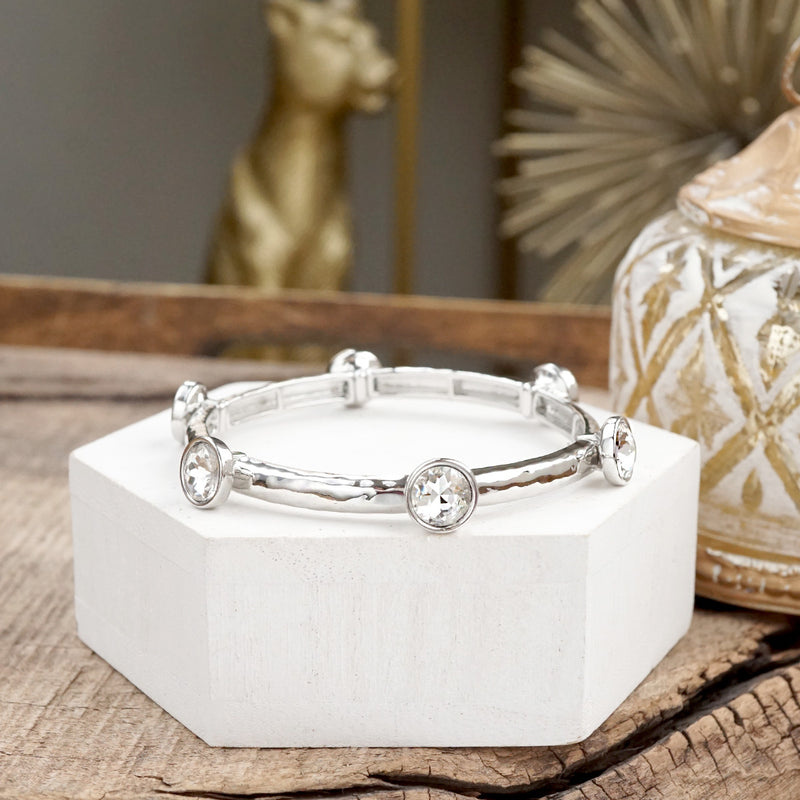 Sparkly clear crystals bangle in Gold Or Silver Tone