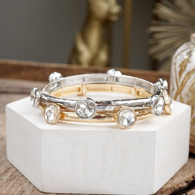 Sparkly clear crystals bangle in Gold Or Silver Tone
