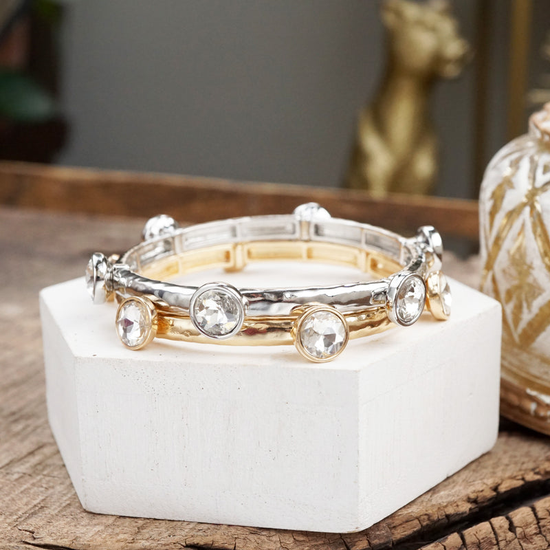 Sparkly clear crystals bangle in Gold Or Silver Tone