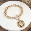 Urban Token – Cable Chain Toggle Bracelet with Coin Charm