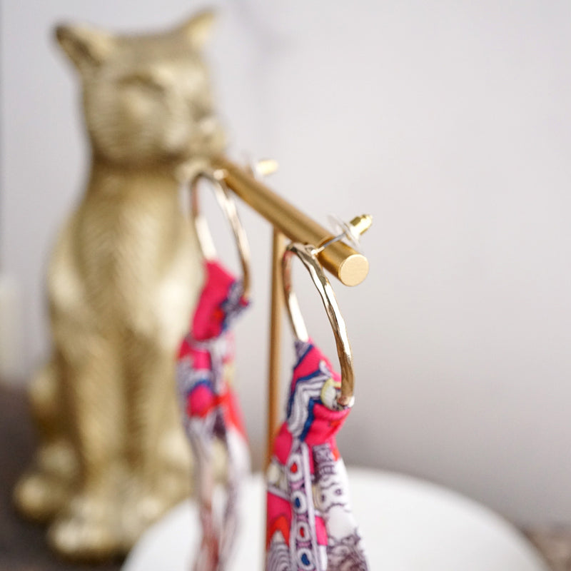 Wild Whimsy – Statement Fabric Tie Hoop Earrings