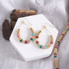 Beaded Teardrop Wire Earrings – Gold Tone & Colorful Stone Beads