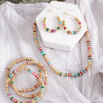Beaded Toggle Necklace – Colorful Natural Stone & Gold-Tone Rondelle Beads