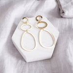 Pebbles Abstract Hoop Statement Earrings – Gold Tone