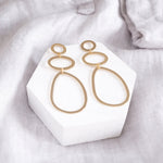 Pebbles Abstract Hoop Statement Earrings – Gold Tone