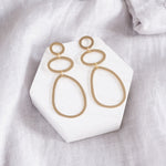 Pebbles Abstract Hoop Statement Earrings – Gold Tone