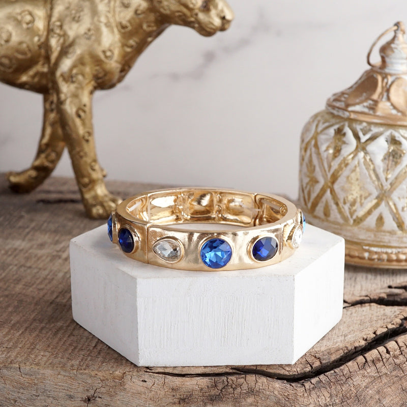 Sparkly Crystal Stretch Bangles – Gold Tone with Color Options