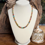 Beaded Toggle Necklace – Colorful Natural Stone & Gold-Tone Rondelle Beads