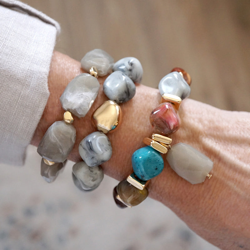 Boho Harmony – Chunky Acrylic Stretchy Bracelets