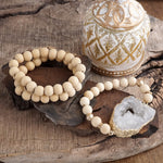 Wooden Beads, Sliced Stone Bracelet Set