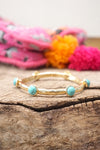 Jeweled Golden Bangle with semi precious stone dots