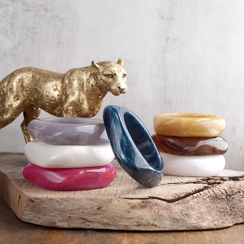Earth Edge – Square Resin Chunky Statement Bangle