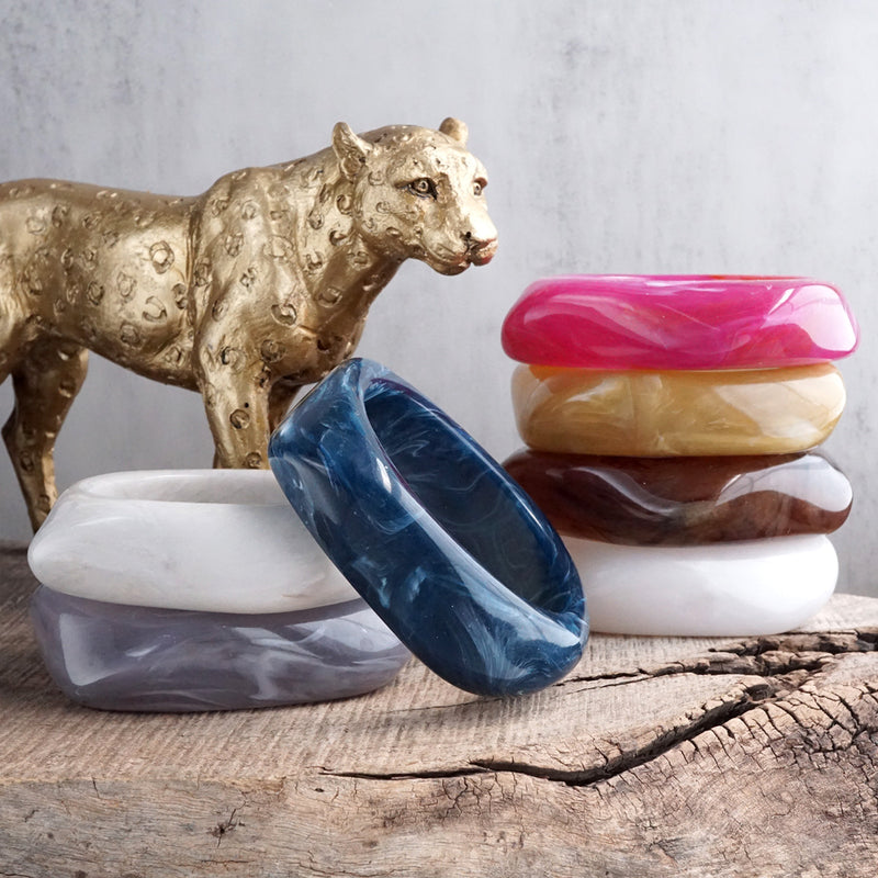 Earth Edge – Square Resin Chunky Statement Bangle