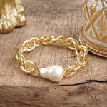 Modern Muse – Chunky Stretch Bracelet with Sculpted Pearl Bead