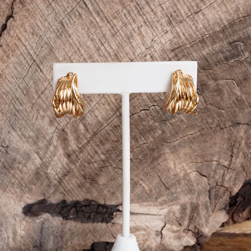 Contemporary Huggie Hoop Earrings – Gold Tone