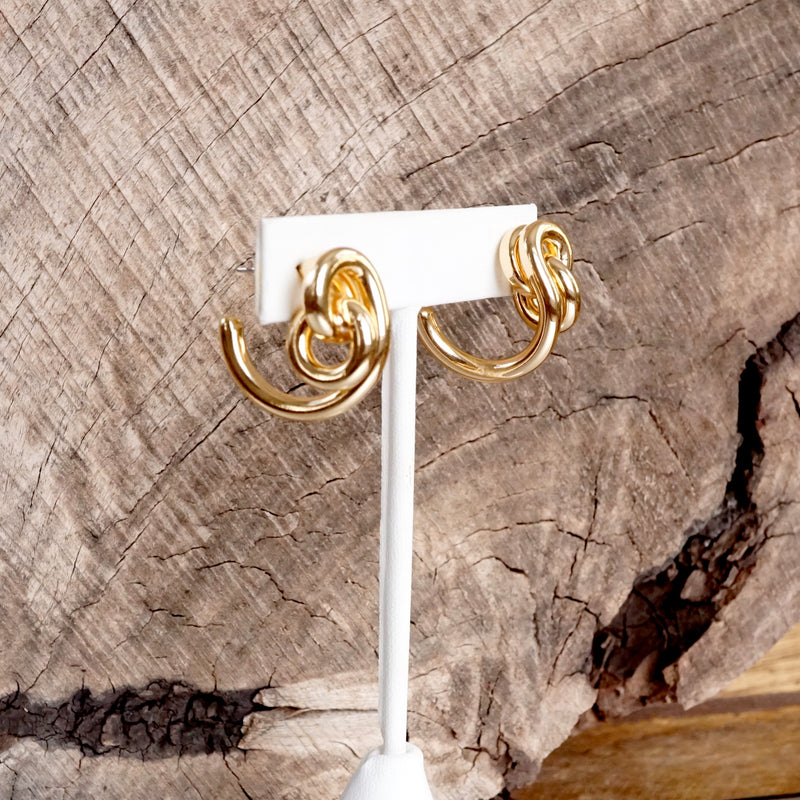 Contemporary Huggie Hoop Earrings – Gold Tone