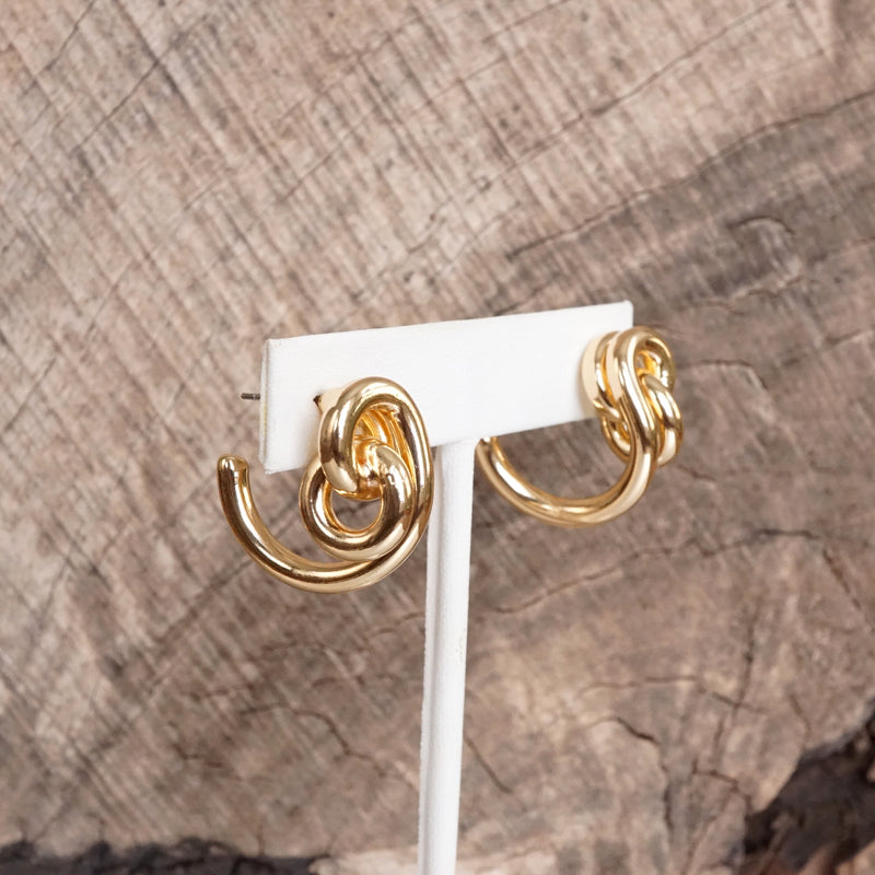 Contemporary Huggie Hoop Earrings – Gold Tone