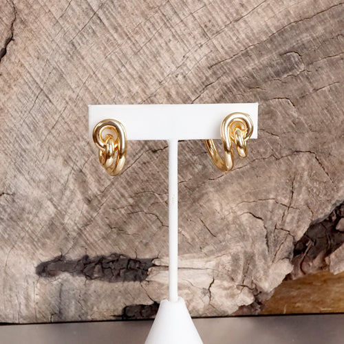 Contemporary Huggie Hoop Earrings – Gold Tone