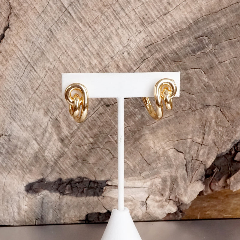 Contemporary Huggie Hoop Earrings – Gold Tone
