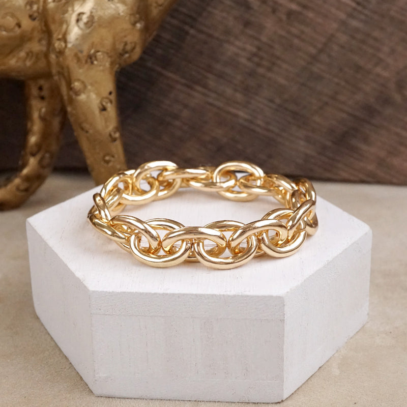 Bold Links – Chunky Chain Stretchy Bracelet - in Gold or Silver