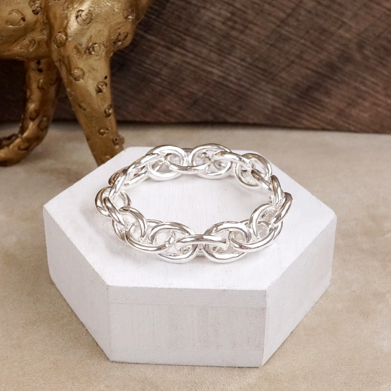 Bold Links – Chunky Chain Stretchy Bracelet - in Gold or Silver